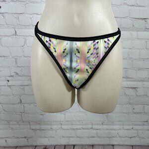 Victoria’s Secret Geometric Black Trim Cheeky Bathing Suit Bikini Bottom L